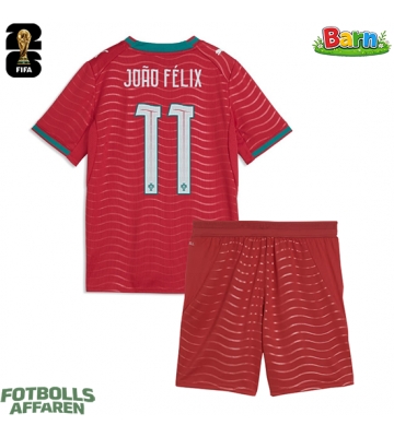 Portugal Joao Felix #11 Hemmaställ Barn VM 2026 Kortärmad (+ Korta byxor)